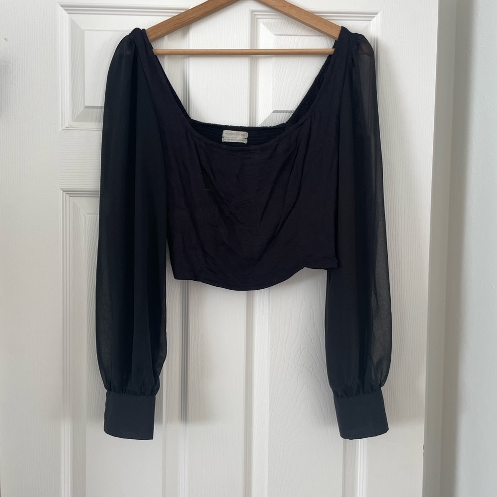 Urban Outfitters Black Sheer Sleeve Blouse